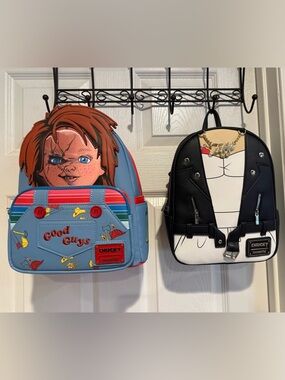 Loungefly Chucky and Tiff Cosplay Backpacks.